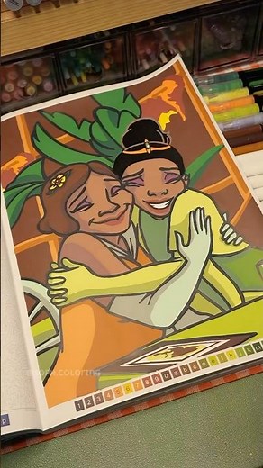 Tiana & Eudora 👑💚 satisfying coloring disney mystery coloring #coloriagemystère #colorwithme