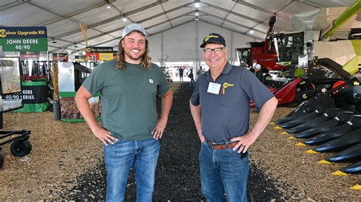6.5K views · 46 reactions | Gavin Spoor and Marion Calmer sit down to discuss harvesting techniques at Farm Progress Show 2025 in Decatur, IL. They discuss the logistics of starting your own farm, 15-inch corn benefits, residue management, and more! #farming #harvest #btchopper #calmer #calmercornheads #residuemanagement #popcorn #fps25 #farmprogressshow | Calmer Corn Heads, Inc. | Facebook