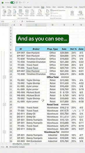 In this tutorial youll learn how to create Subtotals in Excel to group your data! #excel #spreadsheet #corporate