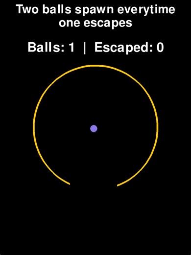 two balls spawn everytime one escapes will my pc crash? #ball #simulation #satisfying #bouncing #asmr #adhd #oddlysatisfying #trending #python #viral #coding #code #python #program #fun #brainrot #bounce #escape #multiply