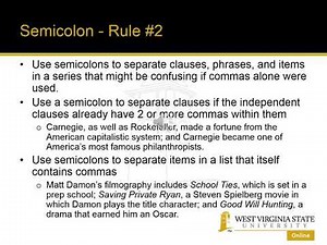 Rules for Semicolons