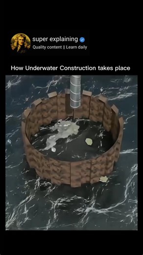 Super Explaining on Instagram: "Underwater construction typically involves using specialized techniques like driving large hollow steel tubes (called piles) into the seabed to create foundations, often in combination with cofferdams or cais-sons to create a dry working area, and then utilizing divers to assemble pre-fabricated components or pour con-crete underwater using methods like the "tremie" pipe to place concrete precisely beneath the water surface; most major underwater structures are bu