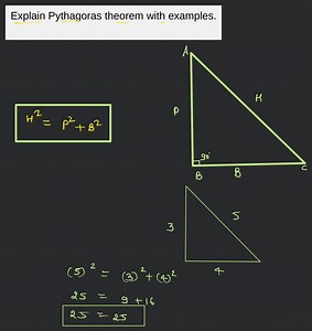 Explain Pythagoras theorem with examples.... | Filo
