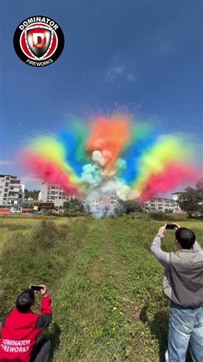 Daytime color smoke fans on test in Liuyang. #colorsmoke #pyro