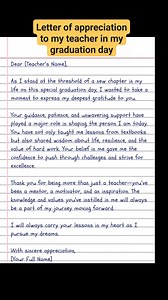 Letter of appreciation to my teacher in my graduation day #appreciationletter #appreciation | English Class