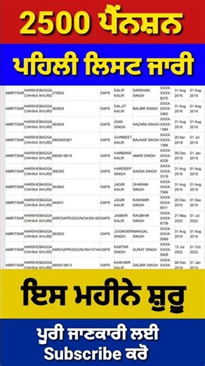 2500 ਪੈਂਨਸ਼ਨ #2500pension #pensionscheme #pension #shorts #reels
