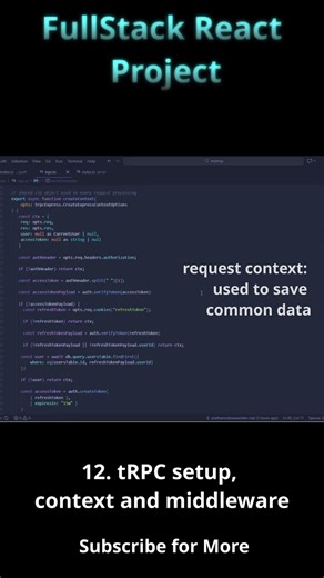 12. tRPC setup, context and middleware | Meetup Project #coding #fullstackreact #webdevlopment