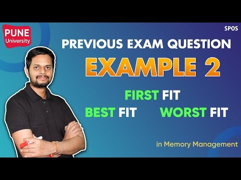 Previous Exam Question | First fit Best fit Worst fit | Pune University | Example 2