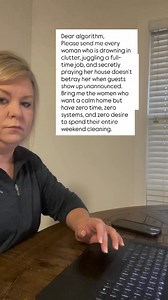 Dear algorithm, please send me every woman who’s overwhelmed by her home, juggling a job, and secretly hoping nobody shows up unannounced because the house is chaos again. You are exactly who I created my system for and that’s exactly what I teach step-by-step inside my ebook. If you’re ready for simple routines that actually stick and a home that finally feels peaceful…Comment LOVE and I’ll send you the link. 🤍 #TransformYourHome #loveyourhomeagain #declutteringtips | Jamie Lynne Home