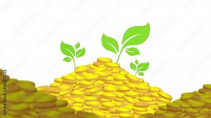 Growing wealth and creating sustainable future, regenerative capitalism concept, 4k animation