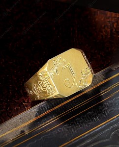 Custom Monogram Engraved Signet Ring, Vintage Octagon Statement Ring for Men - Etsy