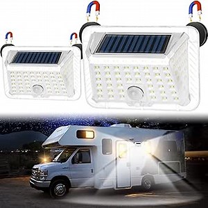 Magnetic RV Solar Lights with Motion Sensor | Exterior & Outdoor Lighting for Camper, Trailer, 5th Wheel, Truck (2 Pack)