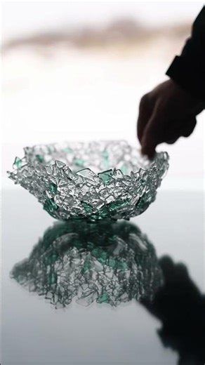 Making an Icy Bowl from crushed glass 🥶 #fusedglass #glassartist #kilnfiredglass