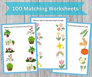 Printable Matching Worksheets, Match the Picture, Kindergarten Preschool Activity, Busybook, Educational Pages - Etsy