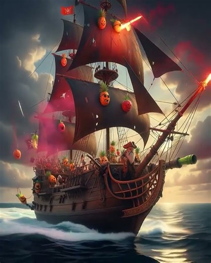 Fruit Pirates Battle on Ship–Cannon Fight at Sea–Funny Short