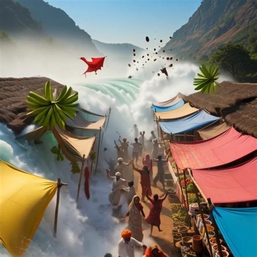 Indian village bazaar flooded with Tsunami. #asmr #india #bazaar #alteredcontent