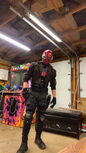 Cherry on Instagram: "I’m obsessed with this song Helmet: dkfxprops on Etsy Chest plate: baracosplaystudio on Etsy Jacket: carharrt Boots: doc marten combs tech ll #redhood #jasontodd #cosplay #redhoodcosplay #batman"