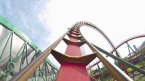 Pov Shot Of Twisting Red Yellow Roller Stock Footage SBV-300202316 - Storyblocks