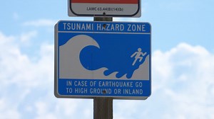 Free stock video - Tsunami hazard zone sign