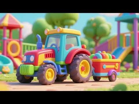 Toy Tractor Pulls Tiny Trailer | Fun Farm Song for Kids 🚜🛻