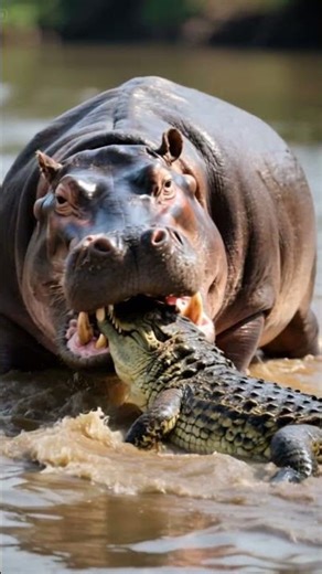 Hippo vs Crocodile 🐊🐘 | Real Life Wildlife Battle in the River!