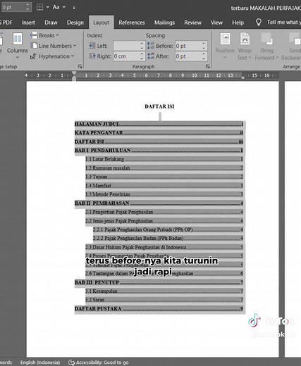 Cara Merapikan Daftar Isi Otomatis di MS Word