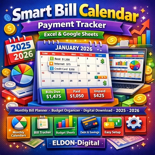 Smart Bill Calendar Payment Tracker | Monthly Budget Planner (digital Download) - Etsy