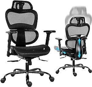Ergonomic Office Chair, High Back Big & Tall Computer Chair with Adjustable Back & Seat, Breathable Task Chair