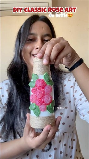 Normal ki jagah aesthetic bottle😍||#aesthetic #bottleart #bottleart #roseart #glueguncraft #diy