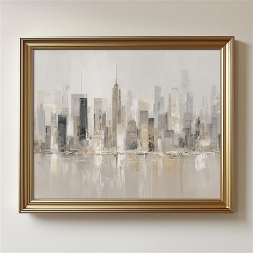 Abstract New York City Skyline Art Print: Neutral Modern Cityscape (digital Download) 78 - Etsy