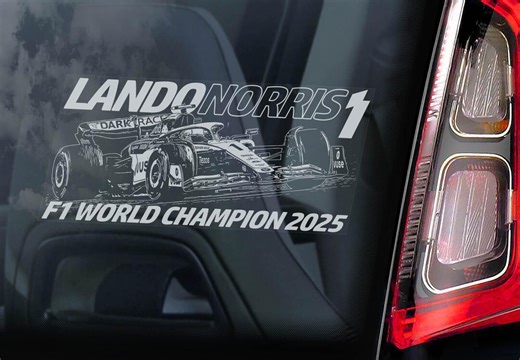 Lando Norris #1 Sticker  |   F1 World Champion 2025  |  McLaren Car Window Sticker Gift -V05