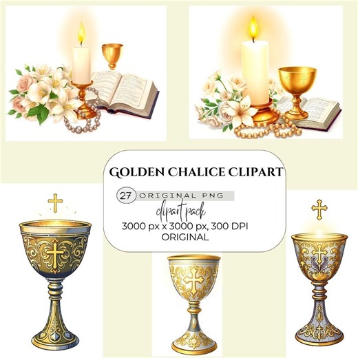 Golden Chalice Clipart Gold & Silver PNG Christian Communion Graphics Eucharist Cup Clip Art Religious Illustration Instant Download - Etsy Canada