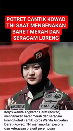 POTRET CANTIK KOWAD TNI MENGENAKAN BARET MERAH DAN SERAGAM LORENG #shortsvideo