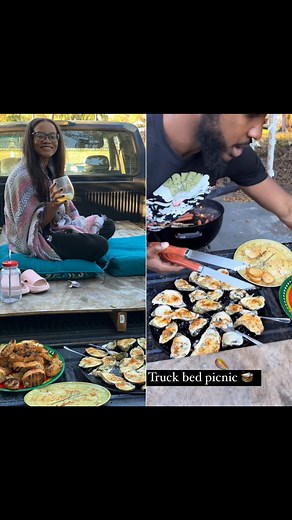 Brad & Lex on Instagram: "Truck bed picnic 🥂 lol finishing off our lil trailer park Mardi Gras with 🦞"