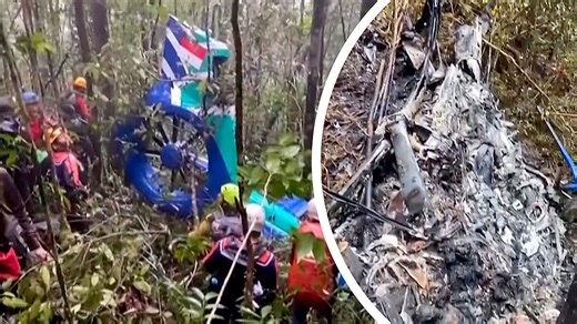 One dead, seven missing after rescuers find helicopter crash site on Borneo