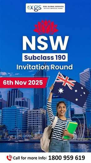 NSW Subclass 190 Invitation Round – 6th November 2025 🎯 🚨 The latest Skilled Nominated Visa (Subclass 190) results are here! 💼 Discover which occupations received invitations and the minimum points required this round. 👩‍💻 Engineers 💻 IT Professionals 🔧 Trade Workers Find out where your occupation stands in the NSW nomination race! 📞 Check your eligibility today with Xcel Global Services - Your trusted migration partner for Australia ‼️CONTACT US TODAY ‼️➡️1️⃣8️⃣0️⃣0️⃣9️⃣5️⃣9️⃣6️⃣1️⃣9️⃣�