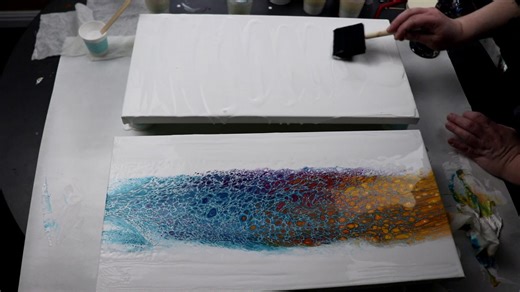 Colorful Double Swipe Acrylic Pour Painting! Negative Space Swipe Art