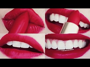 Red Lipstick - ASMR Whispers & Triggers | Red Lips Closeup Compilation