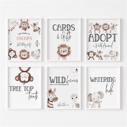 Safari Birthday Party Signs, Any Age, Jungle Animal, Calling All Party Animals, Welcome Sign (editable Instant Download) - Etsy