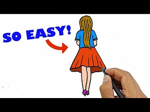 How to draw a girl with long hair back side easy version | Simple Drawings For Beginners - Videos For Kids