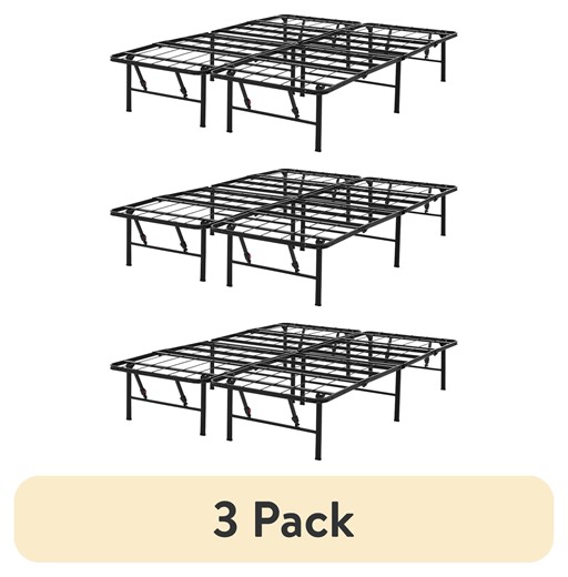 (3 pack) Mainstays 14" High Quad Fold Steel Platform Bed Frame, Queen