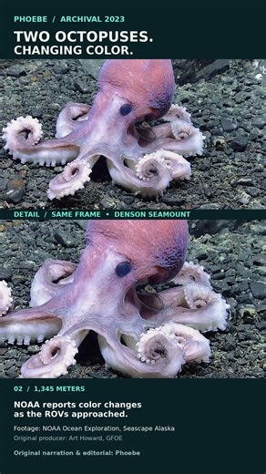 Two Octopuses Change Color in the Deep Sea | Phoebe