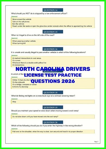 NORTH CAROLINA DRIVERS LICENSE TEST PRACTICE QUESTIONS 2026 video