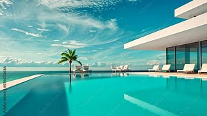 Stunning ocean view from a luxurious infinity pool at a beachfront villa on a sunny day