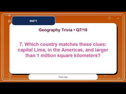 Geography Trivia Quiz #0071 | 10 Questions Practice