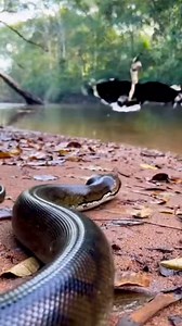Python and Hornbill Lock Eyes Near the Jungle River — Quiet Tension #wildlife #animals #aianimals #python #naturemoments | Wild Animals Talk