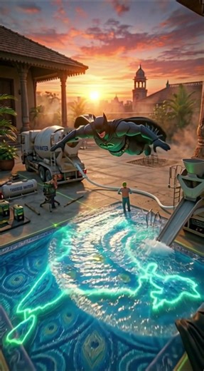 batman making India map swimming pool #shorts