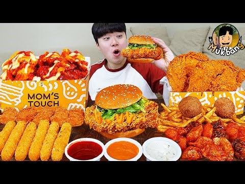 ASMR MUKBANG | Crispy Fried Chicken, Cheese burger, cheese stick recipe ! eating