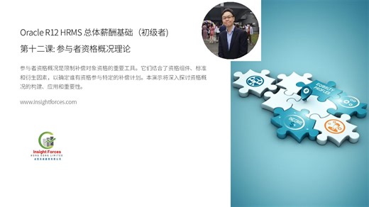 Oracle EBS | Oracle R12 HRMS 总体薪酬基础（初级者) | 第十二课 : 参与者资格概况理论 | 广东话版本