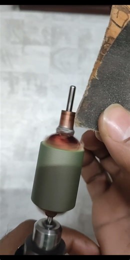 DC motor commutator sanding #diy #dcmotor #12voltmotor